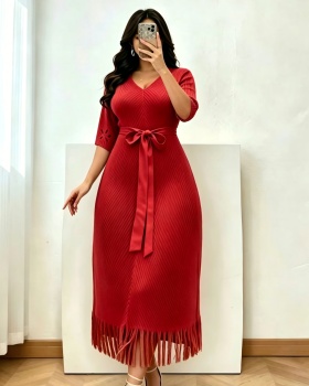 Large yard fold long dress hollow dress for women