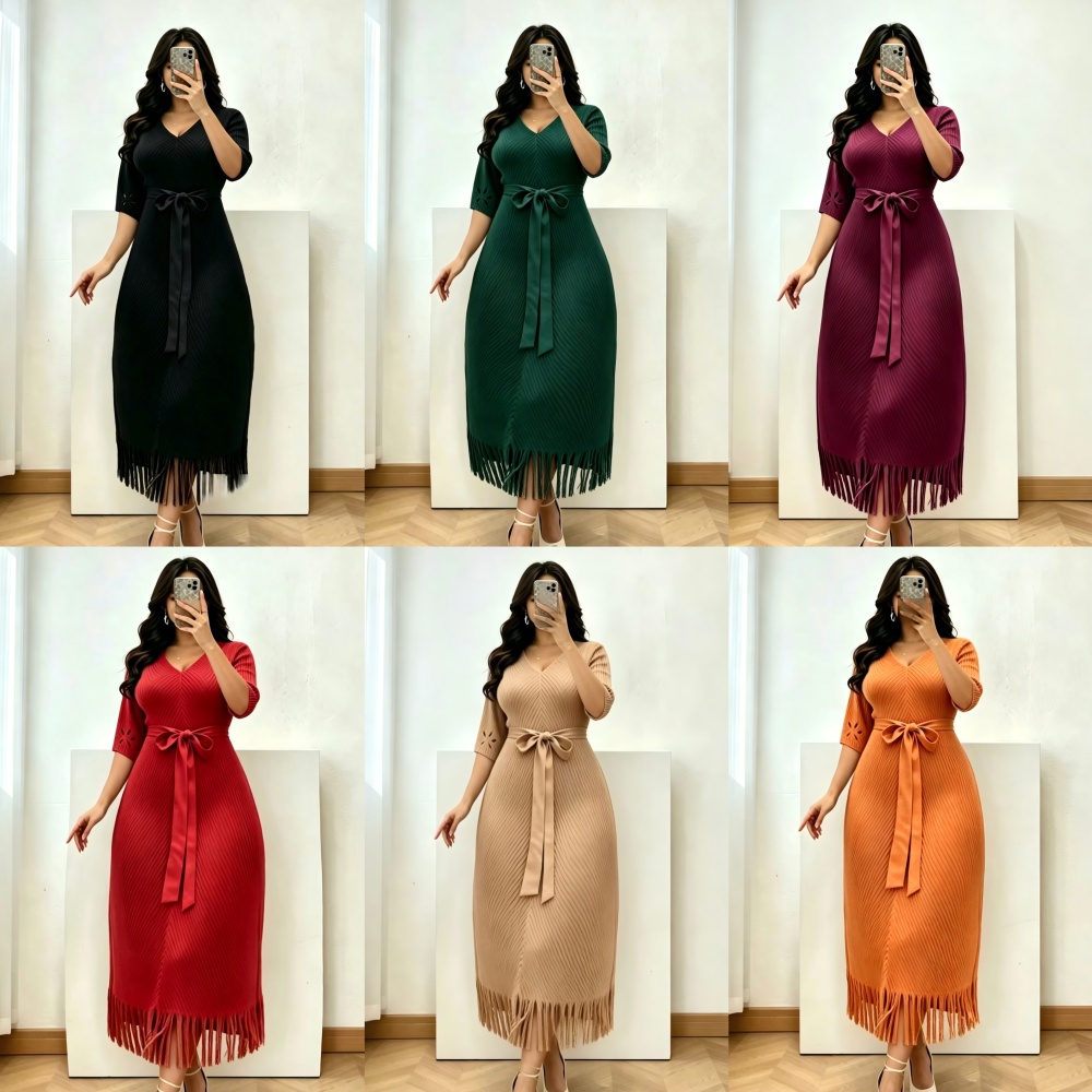 Large yard fold long dress hollow dress for women