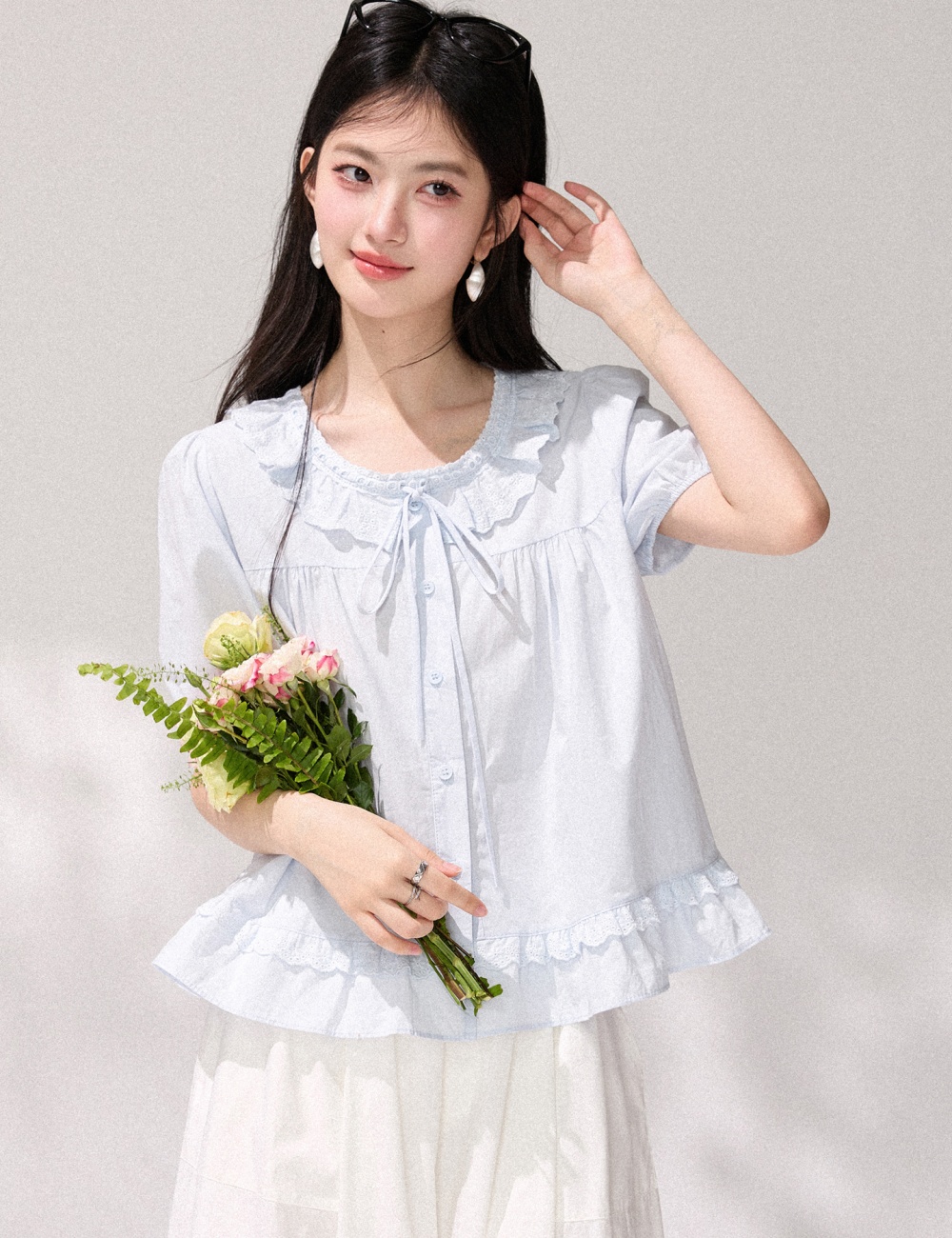 Puff sleeve small shirt all-match shirt for women