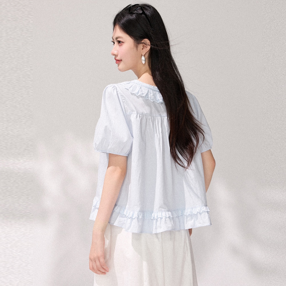 Puff sleeve small shirt all-match shirt for women