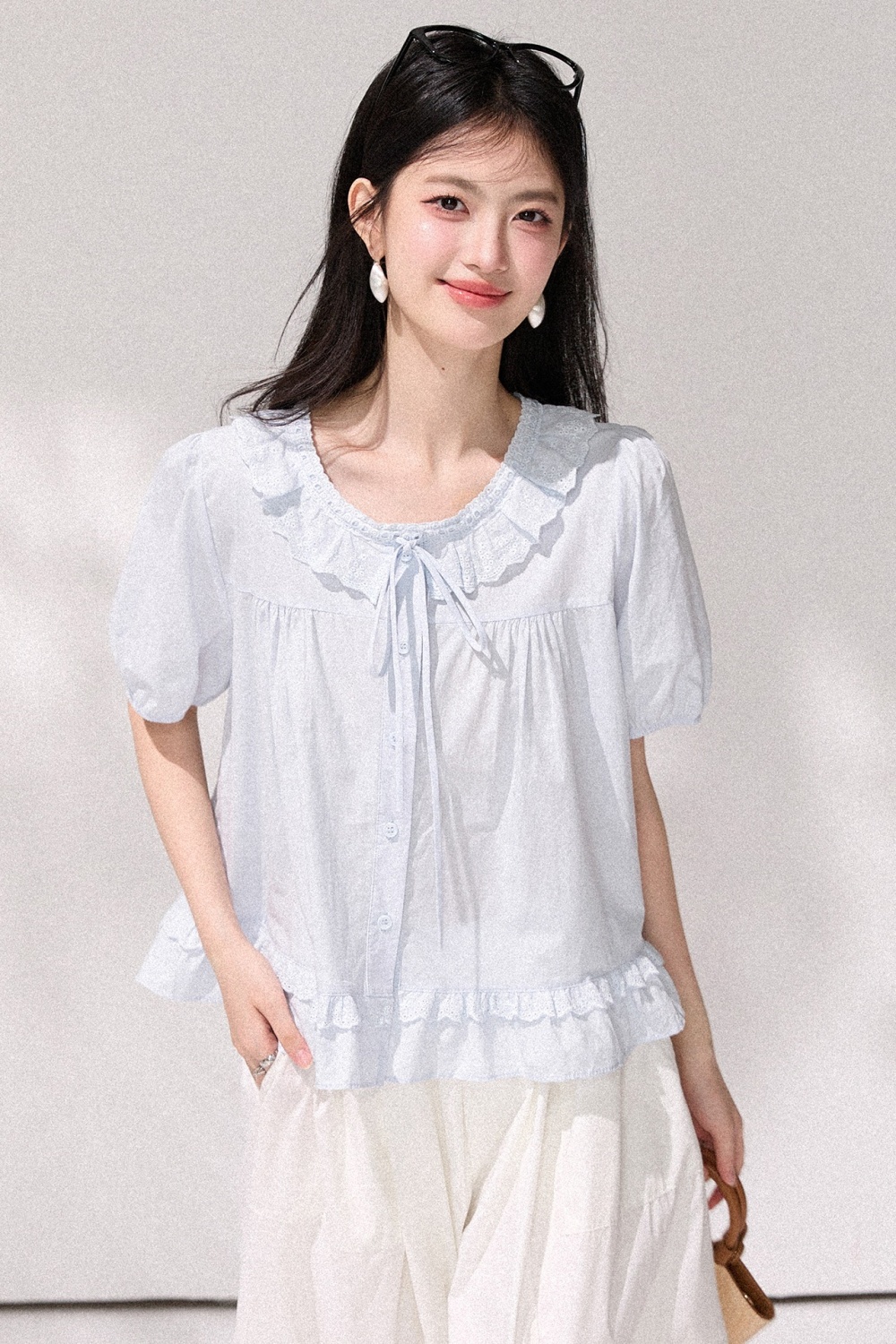 Puff sleeve small shirt all-match shirt for women