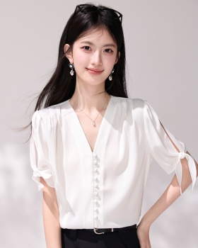 Short sleeve France style shirt loose summer T-shirt for women