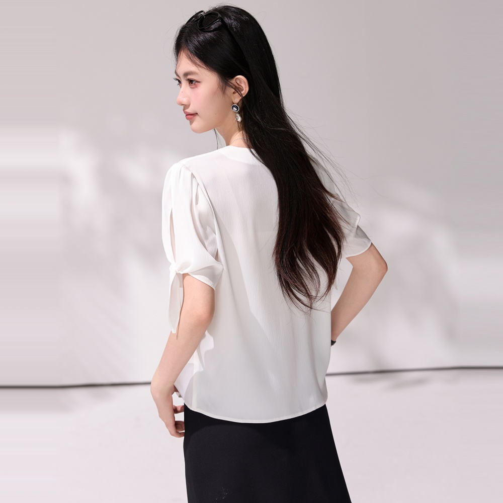 Short sleeve France style shirt loose summer T-shirt for women