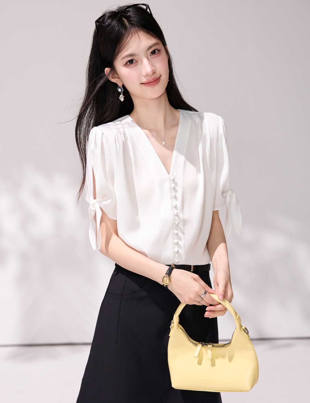 Short sleeve France style shirt loose summer T-shirt for women