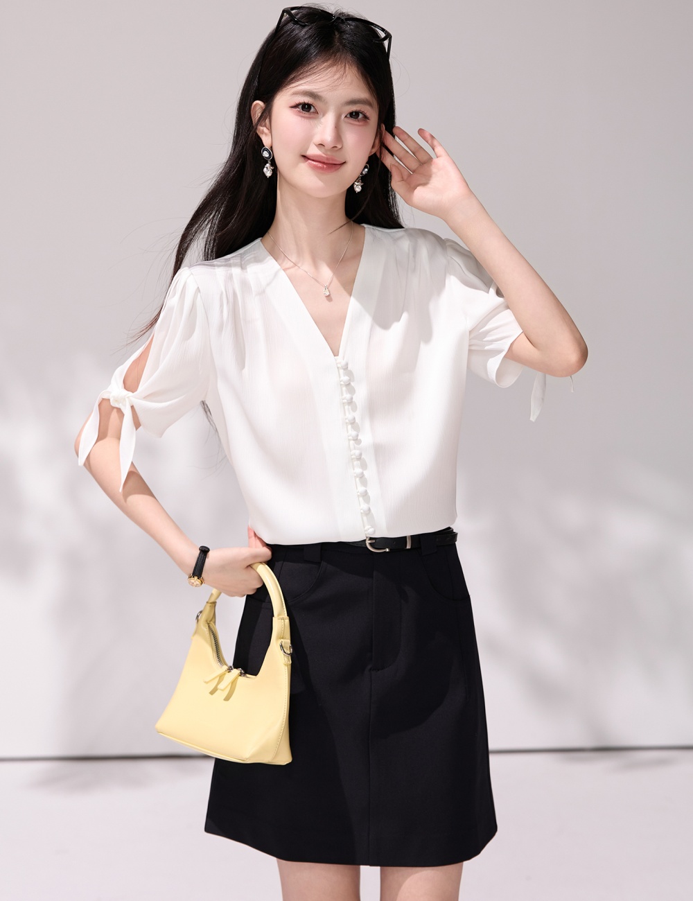 Short sleeve France style shirt loose summer T-shirt for women
