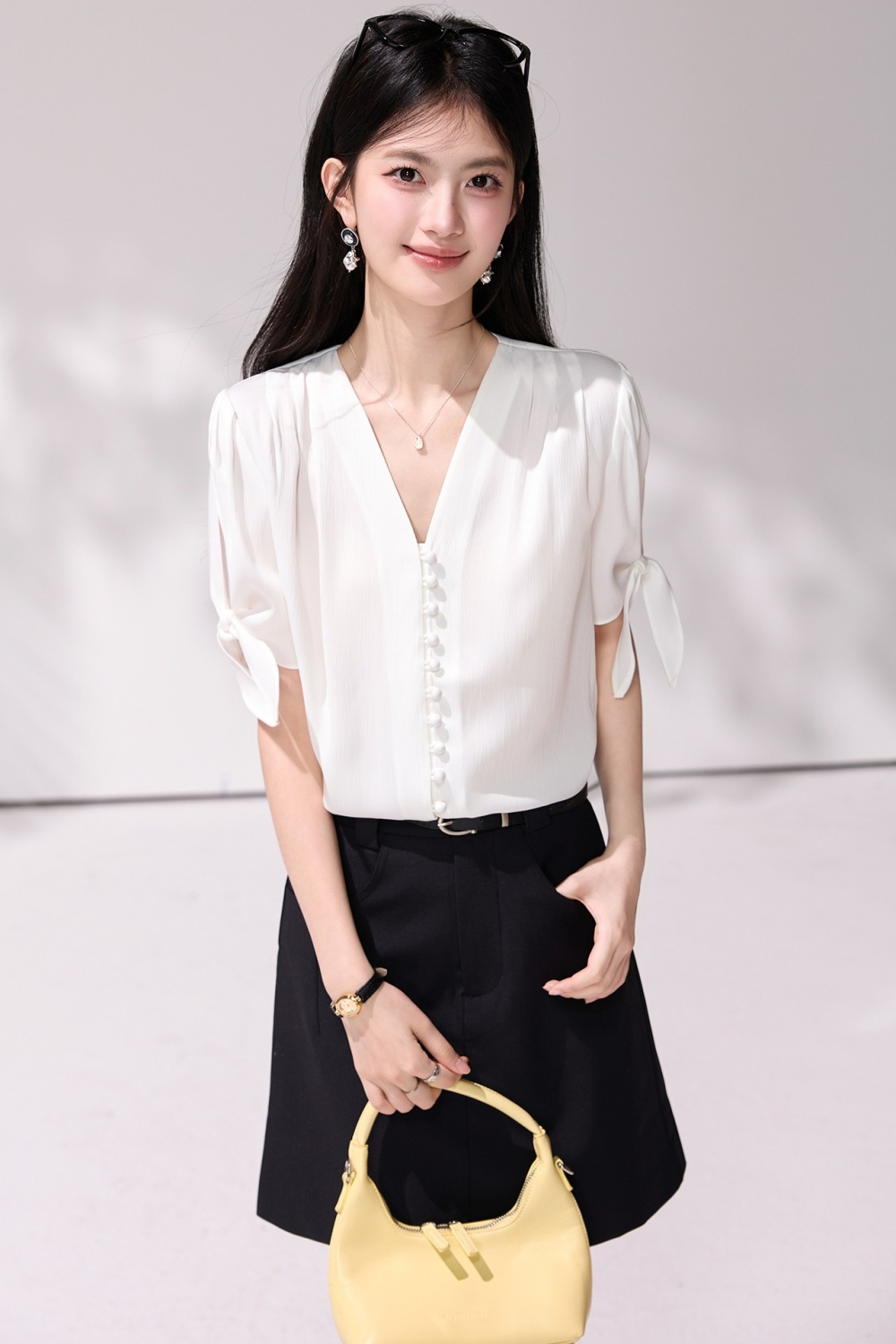 Short sleeve France style shirt loose summer T-shirt for women