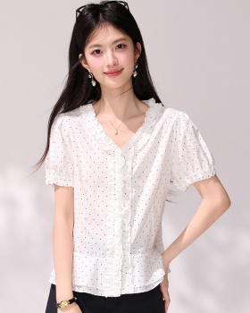 Unique Korean style V-neck shirt summer sweet tops