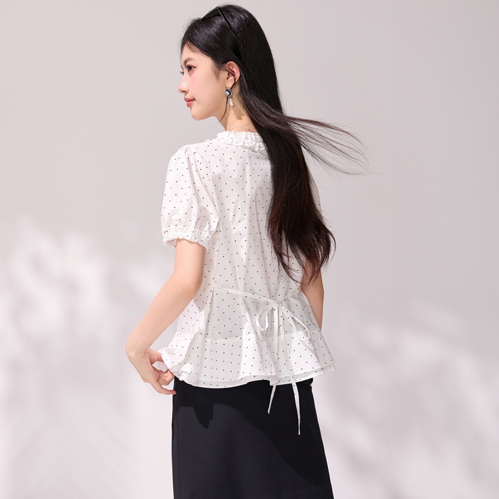 Unique Korean style V-neck shirt summer sweet tops