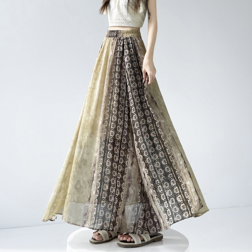 Chiffon pleated long dress A-line summer skirt for women