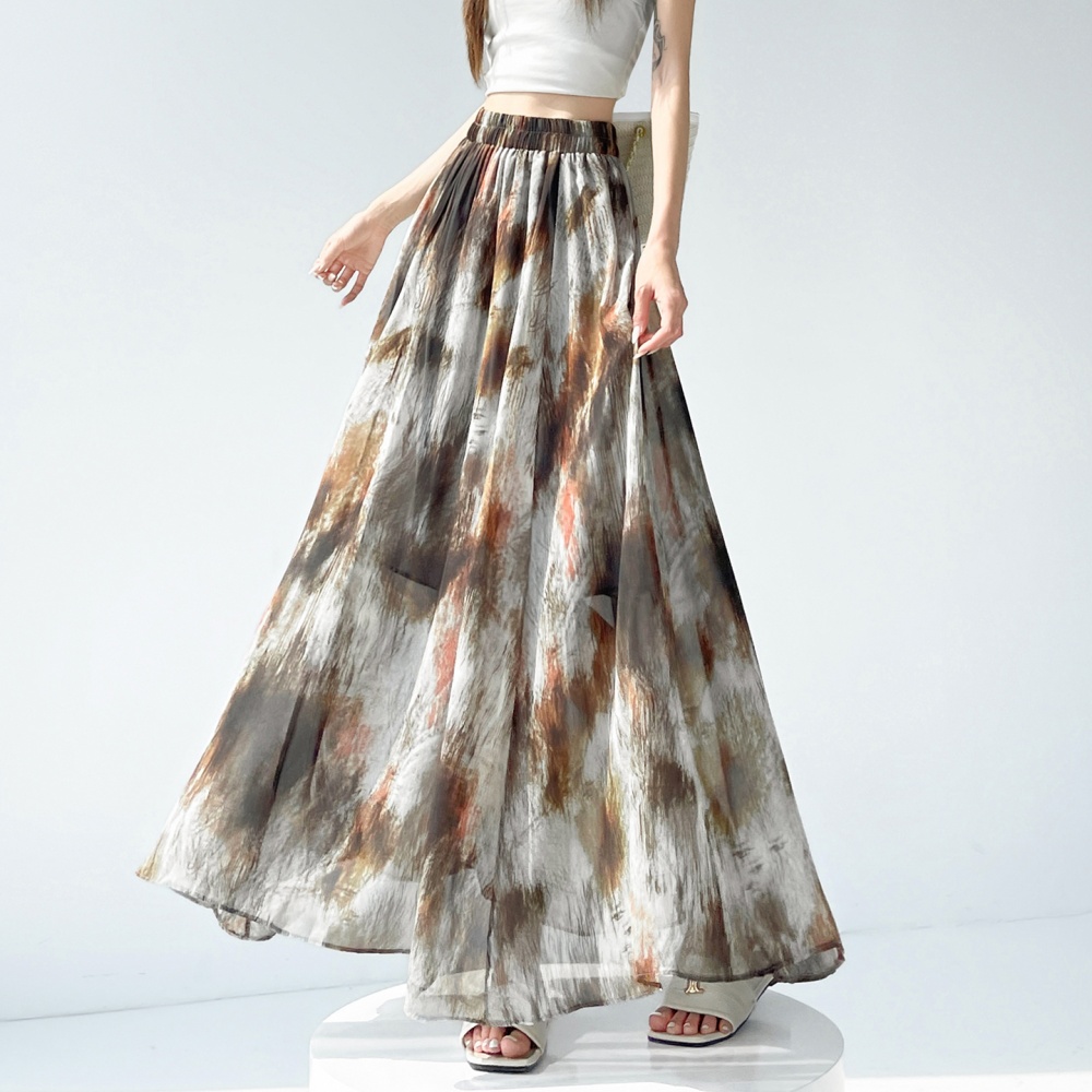 Chiffon pleated long dress A-line summer skirt for women