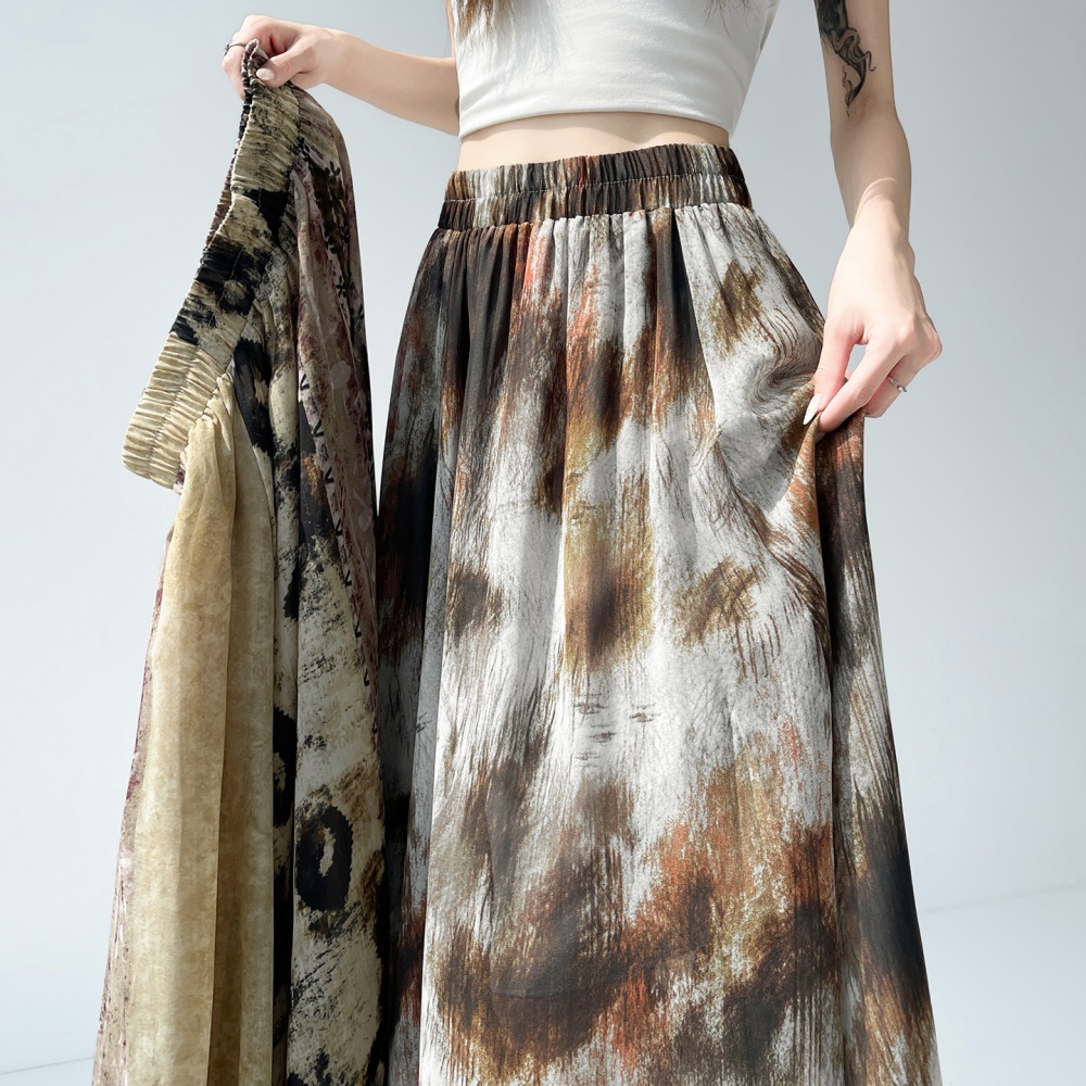 Chiffon pleated long dress A-line summer skirt for women
