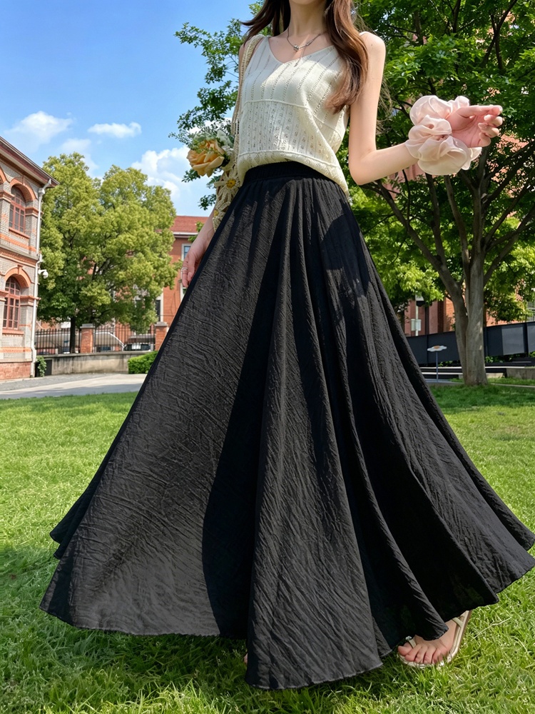 Cotton linen A-line big skirt skirt
