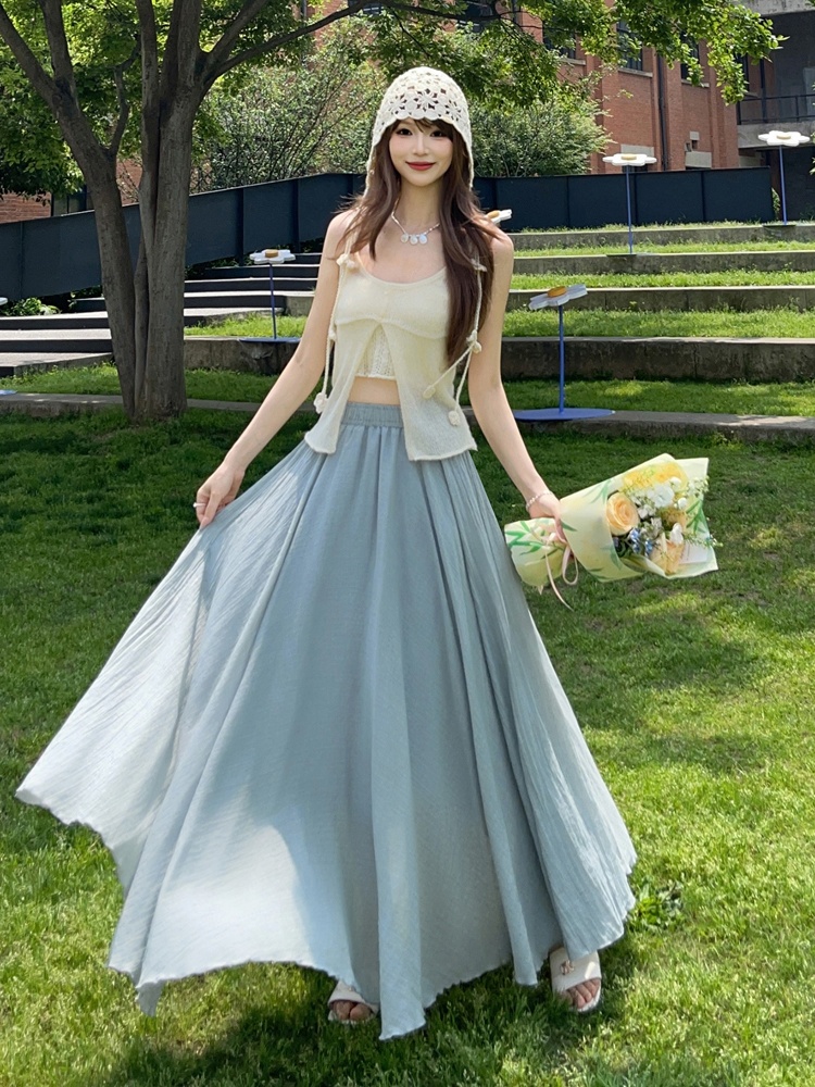 Cotton linen A-line big skirt skirt