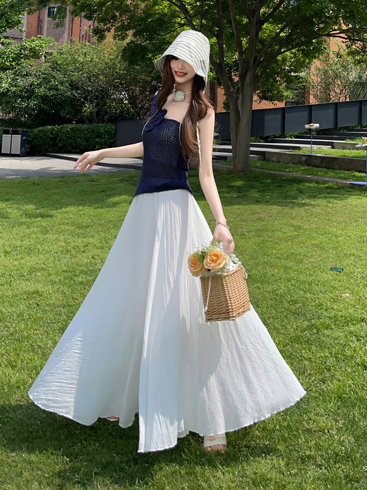 Cotton linen A-line big skirt skirt