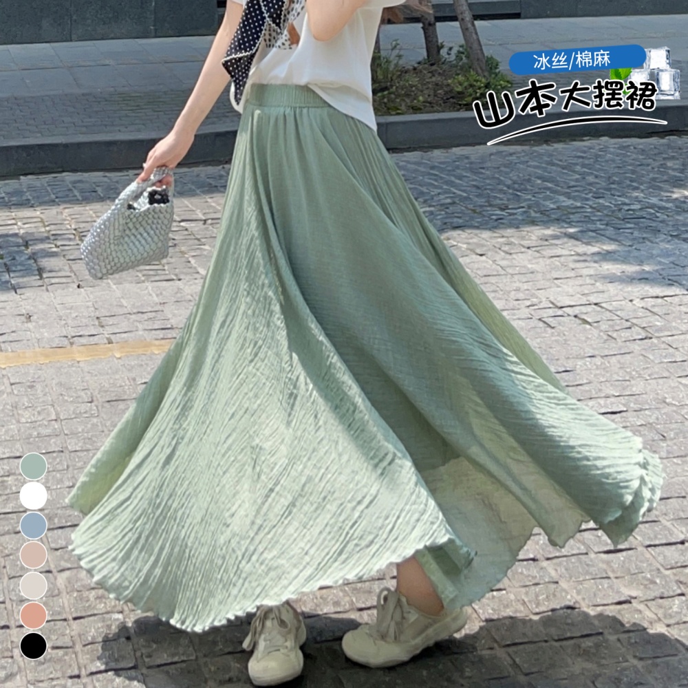 Cotton linen A-line big skirt skirt