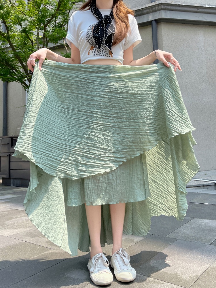 Cotton linen A-line big skirt skirt