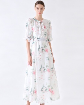 Retro spring frenum long dress