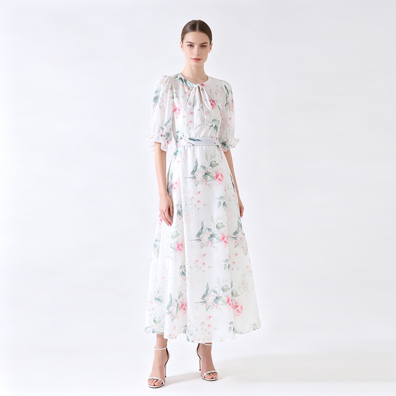 Retro spring frenum long dress