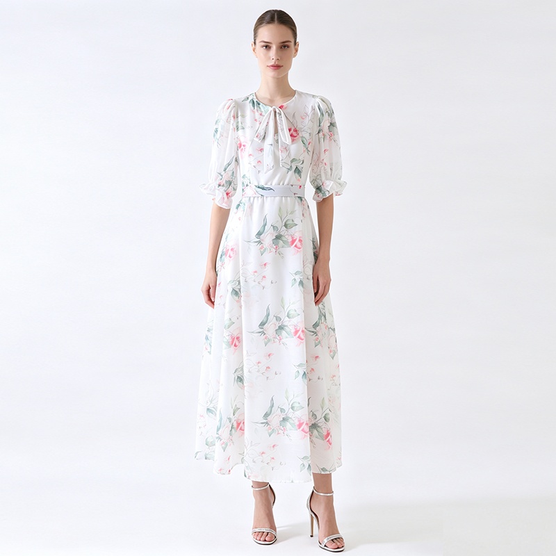 Retro spring frenum long dress