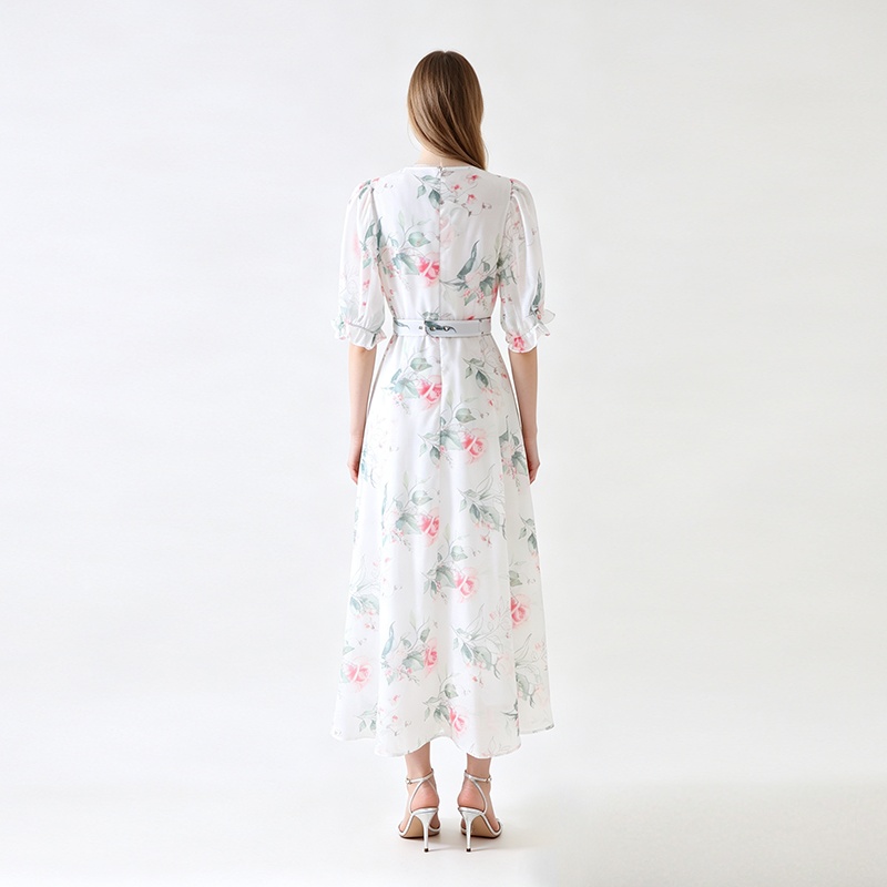 Retro spring frenum long dress