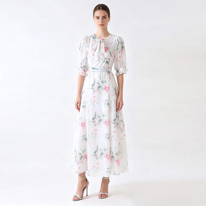 Retro spring frenum long dress