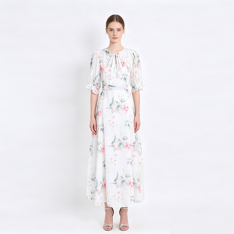 Retro spring frenum long dress