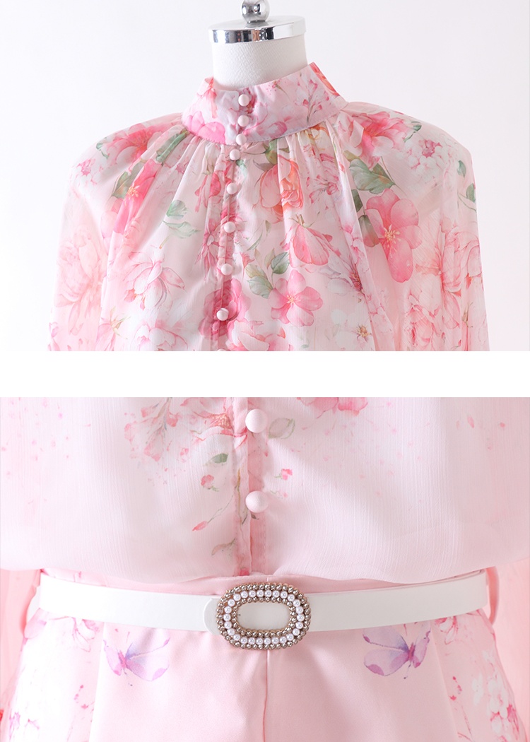 High waist lantern sleeve tops wide leg shorts a set