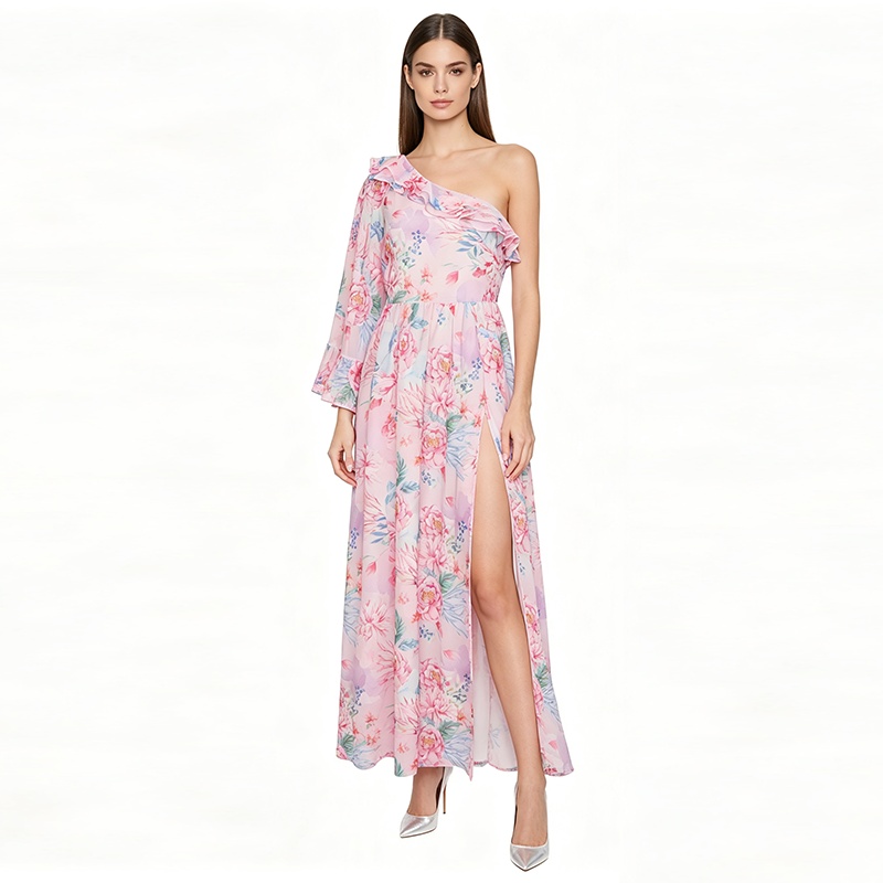 Vacation sloping shoulder spring and summer dress