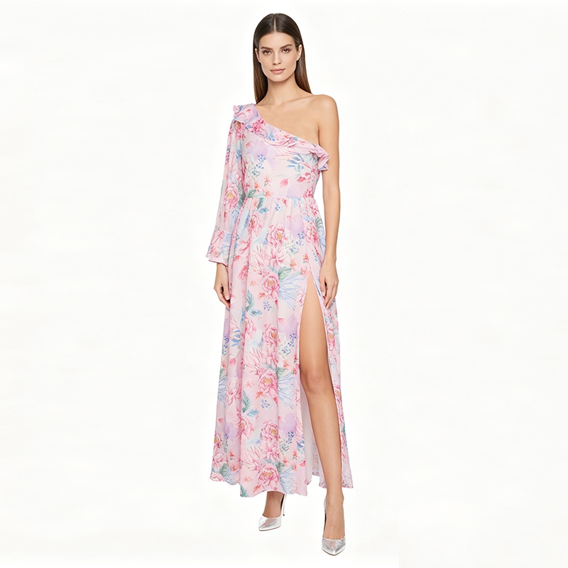Vacation sloping shoulder spring and summer dress