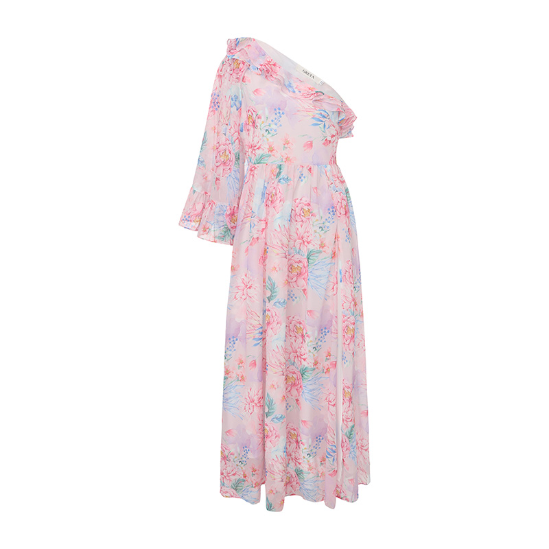 Vacation sloping shoulder spring and summer dress