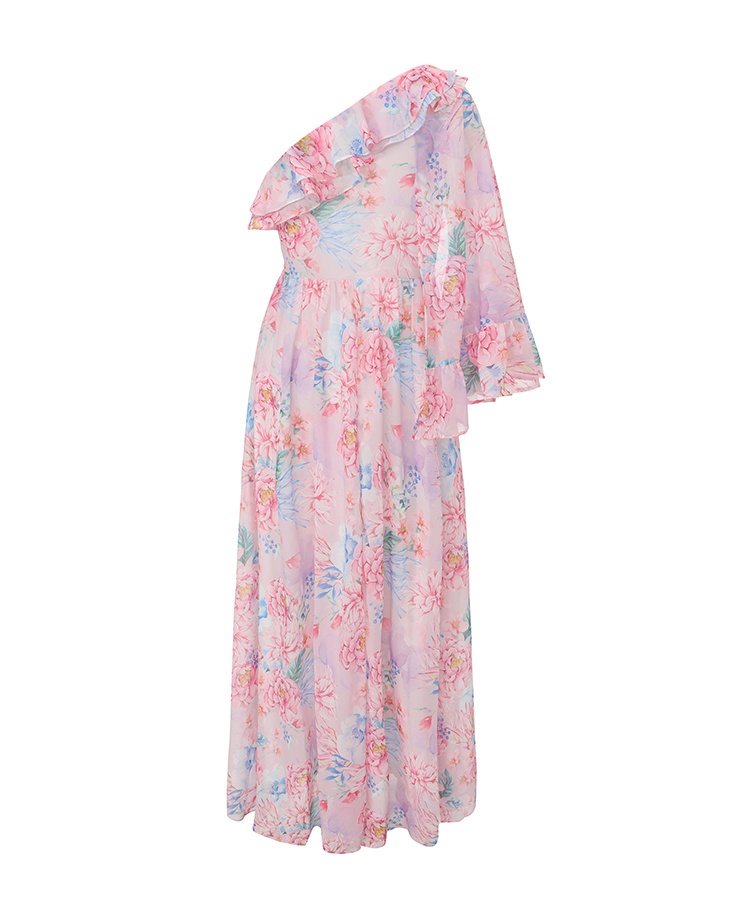 Vacation sloping shoulder spring and summer dress
