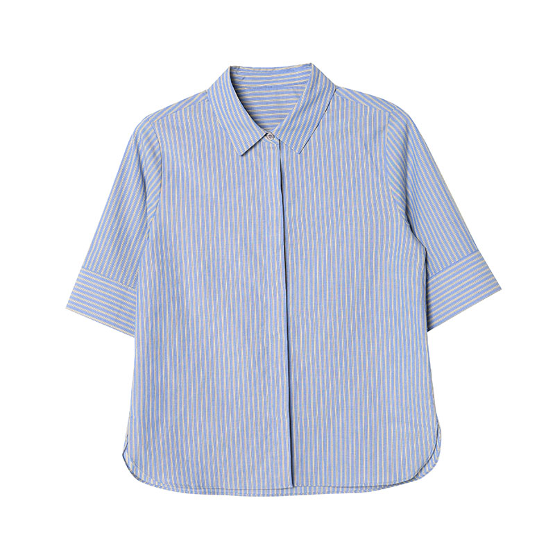 Summer blue stripe tops short sleeve Casual fashion shirt