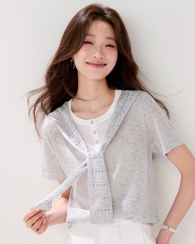 Summer fashion sweater short sleeve shawl for women