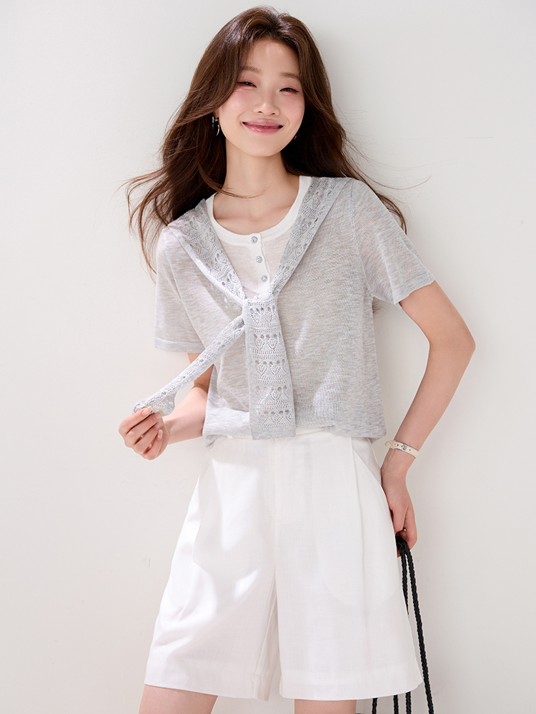Summer fashion sweater short sleeve shawl for women