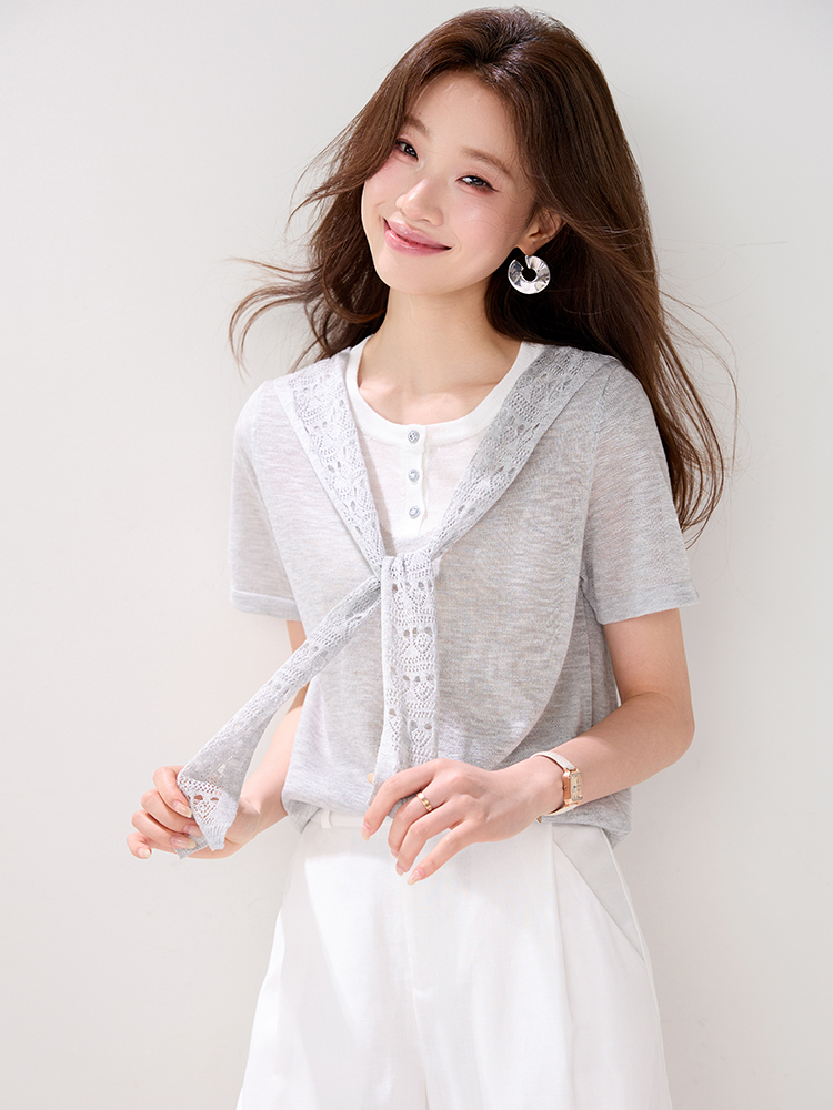Summer fashion sweater short sleeve shawl for women