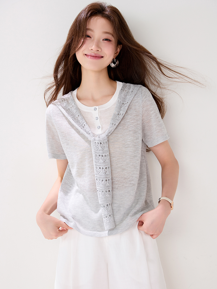 Summer fashion sweater short sleeve shawl for women