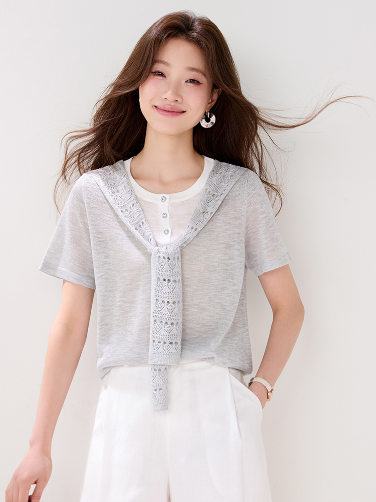 Summer fashion sweater short sleeve shawl for women