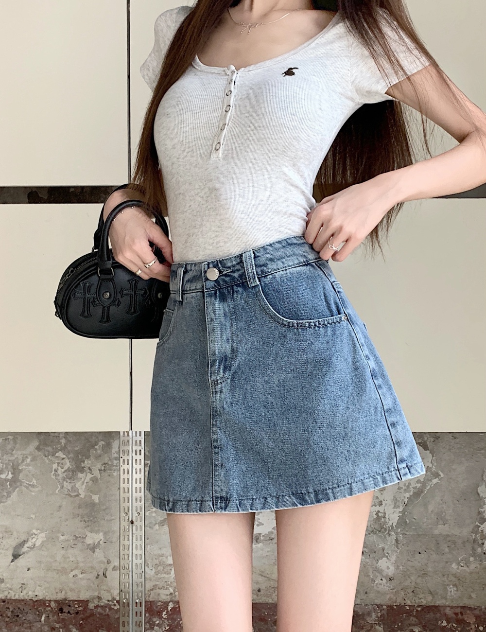 Korean style skirt high waist short skirt for women