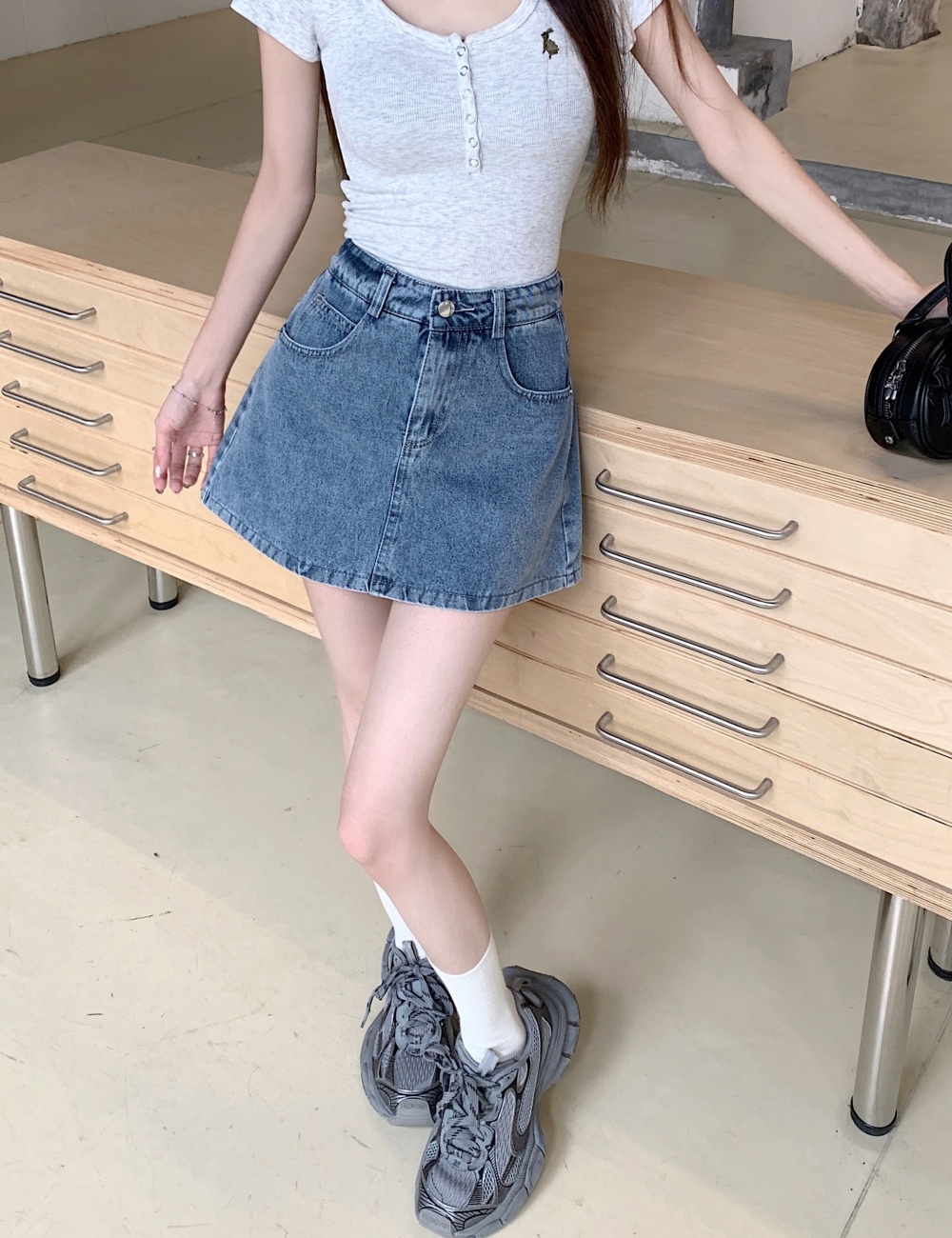 Korean style skirt high waist short skirt for women