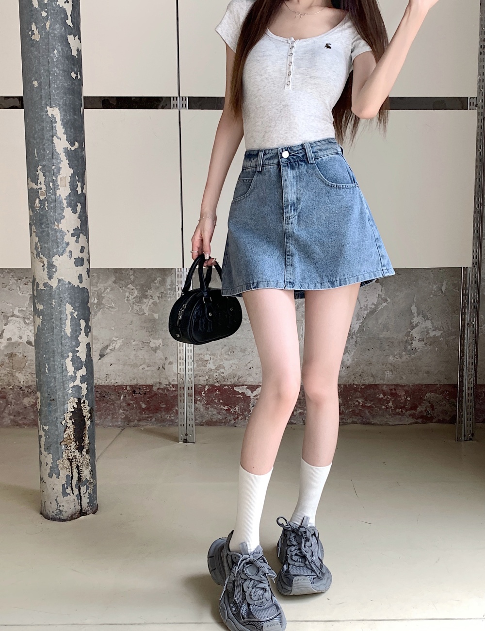Korean style skirt high waist short skirt for women