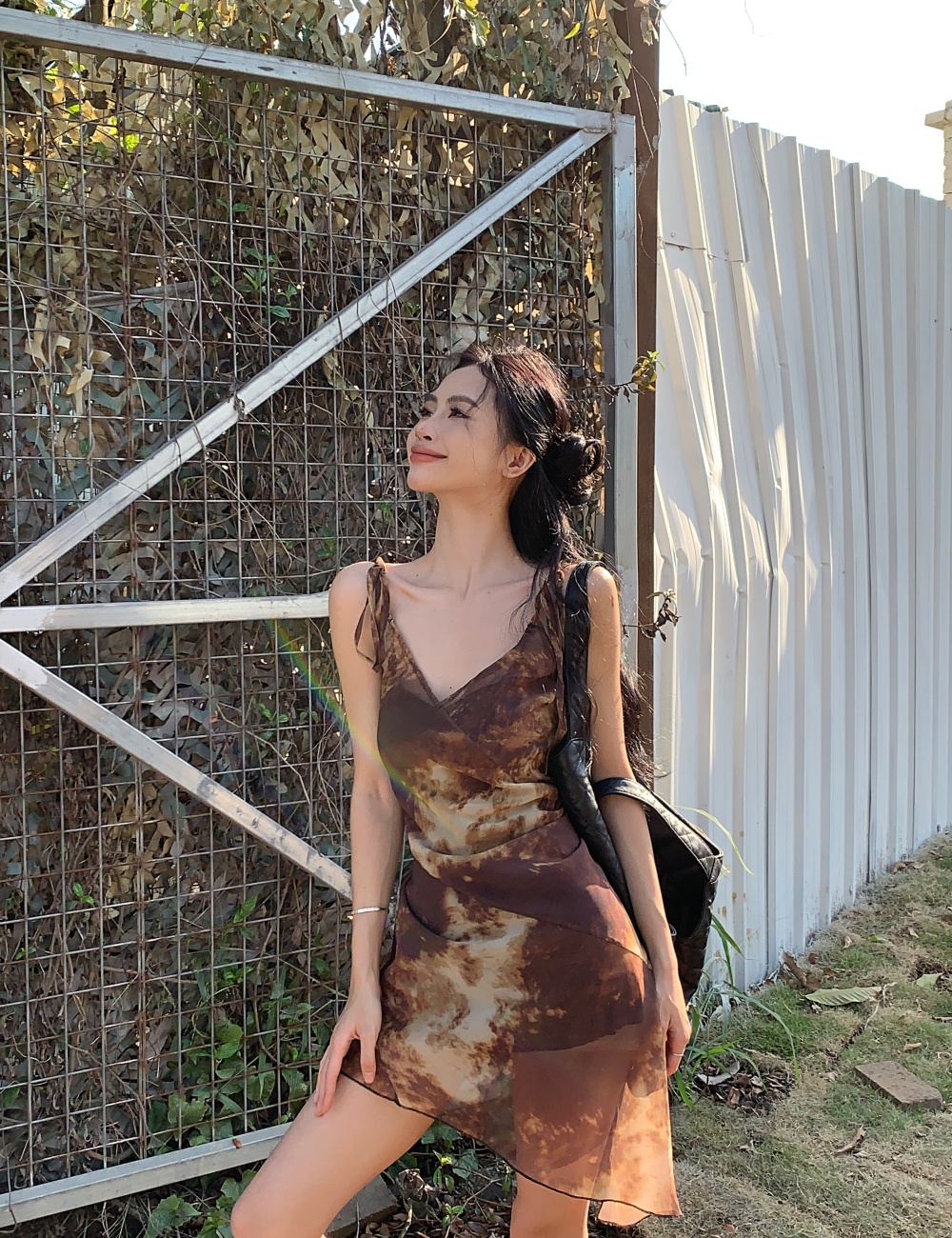 Slim tie dye dress irregular retro T-back