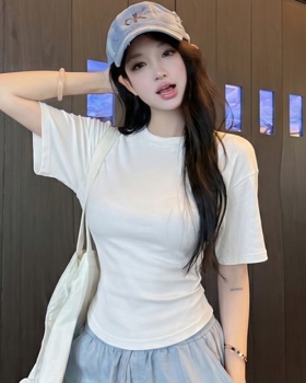 Round neck summer tops short sleeve pure T-shirt