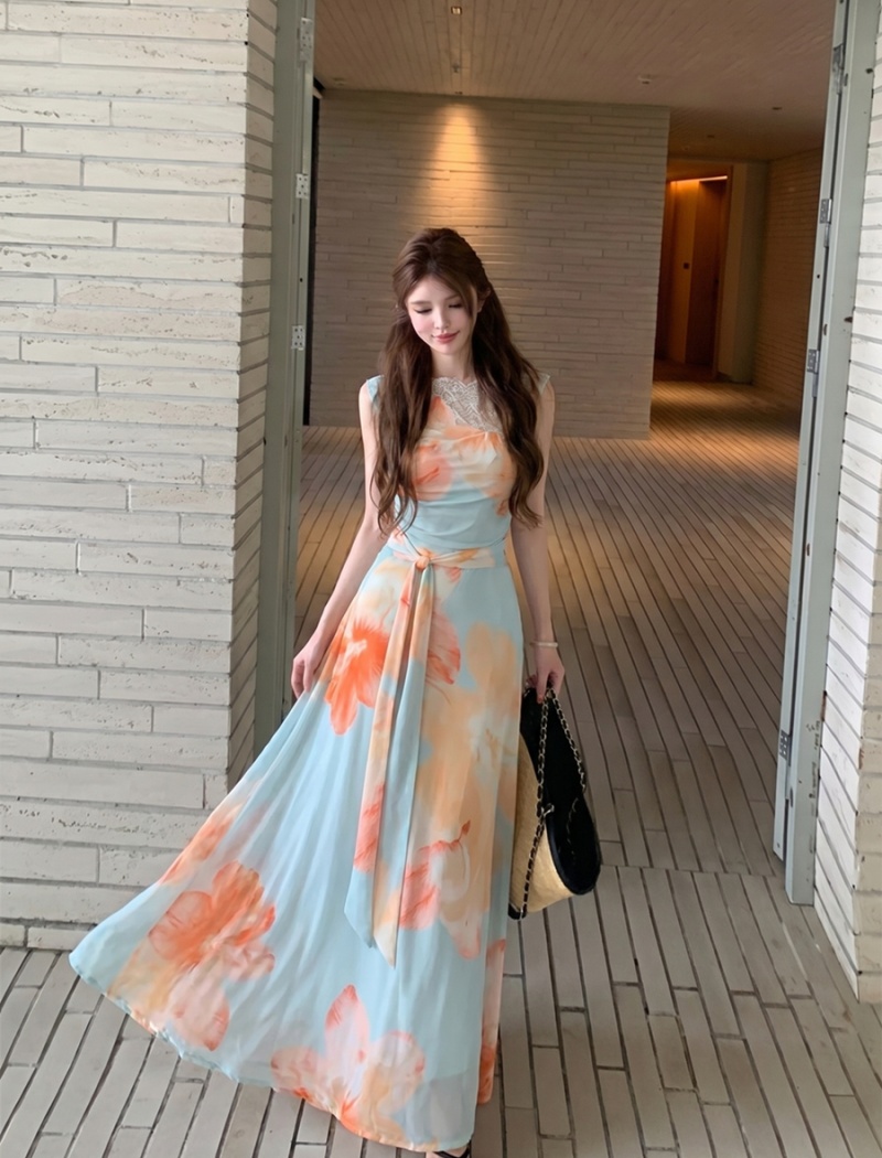 Slim sexy lace dress splice package hip long dress