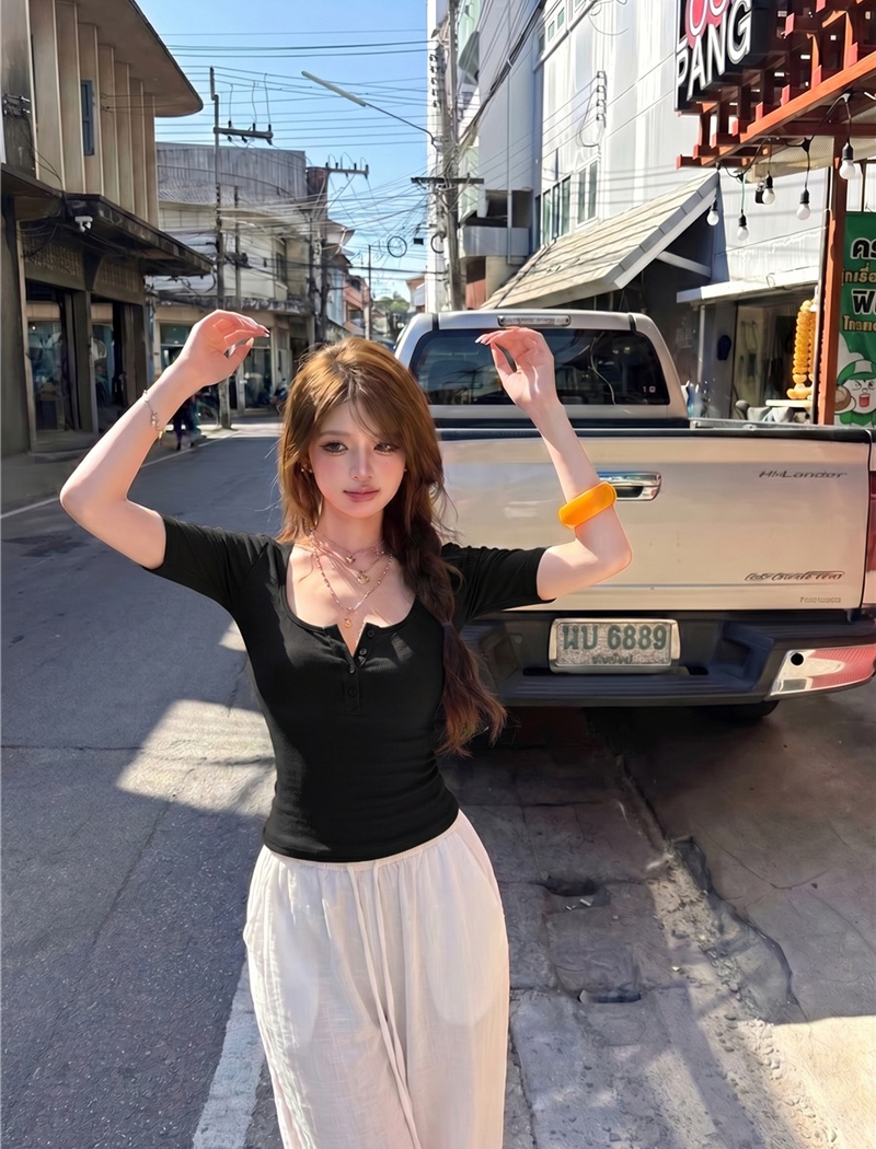 Sexy short sleeve tops summer slim T-shirt