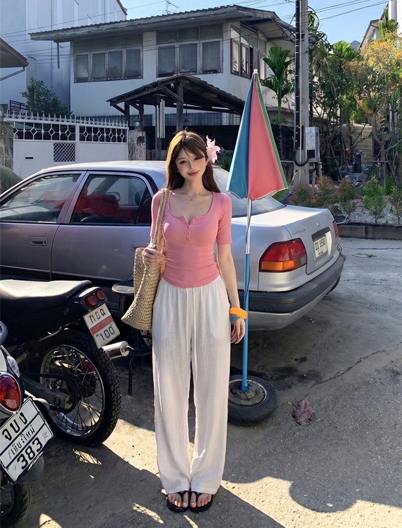 Sexy short sleeve tops summer slim T-shirt