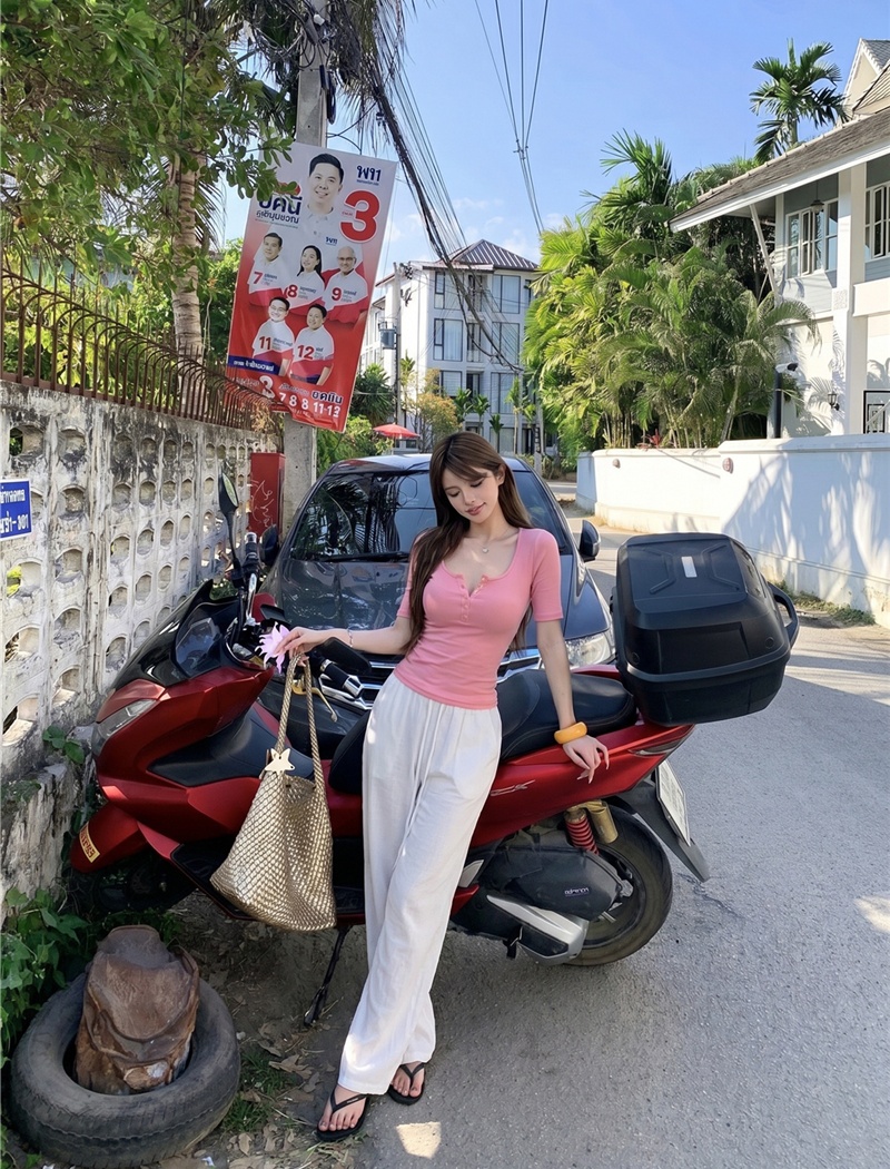 Sexy short sleeve tops summer slim T-shirt