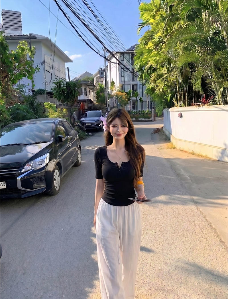 Sexy short sleeve tops summer slim T-shirt
