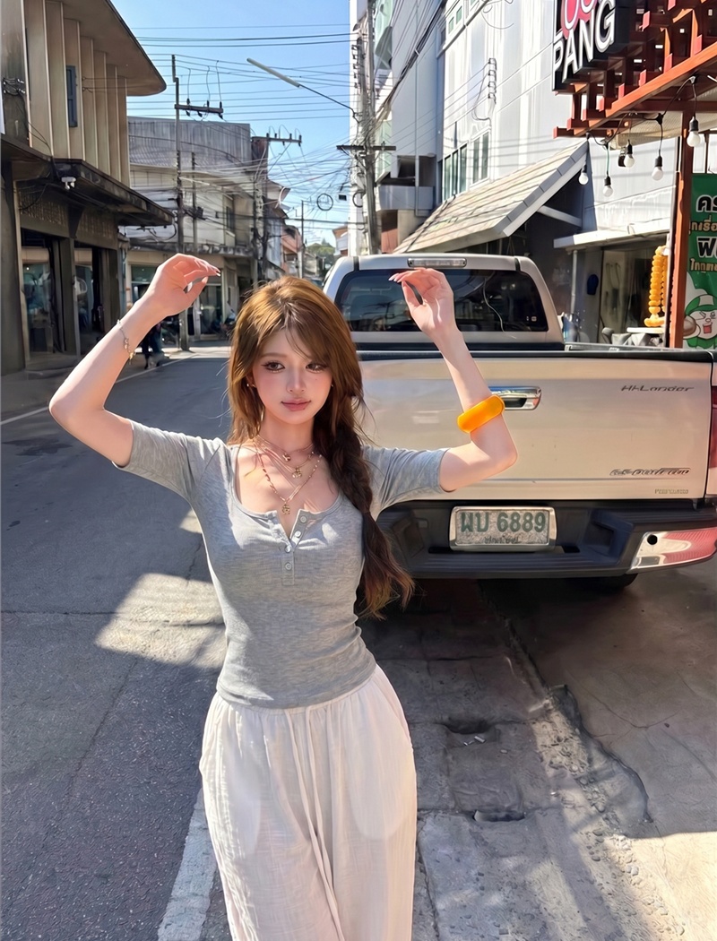 Sexy short sleeve tops summer slim T-shirt