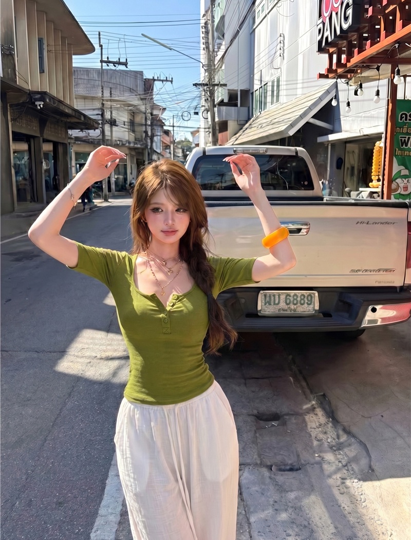 Sexy short sleeve tops summer slim T-shirt