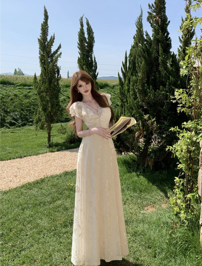 Pinched waist lace long dress sexy slim dress for women